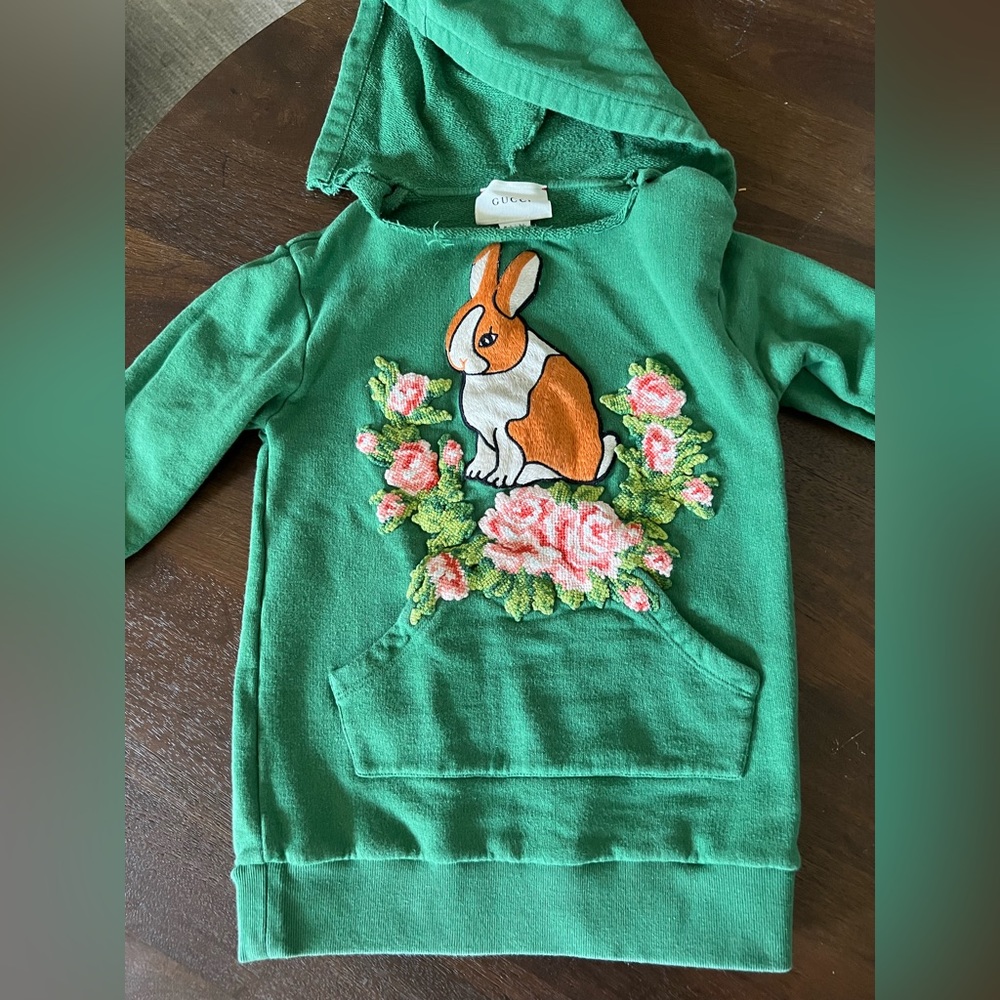 Gucci 4T bunny hooded sweatshirt. Good Condition. Beautiful with amazing detail